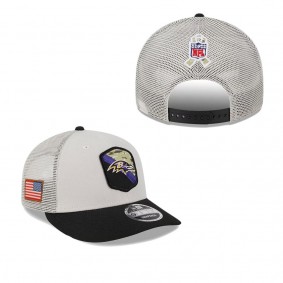 Men's Baltimore Ravens Stone Black 2023 Salute To Service Low Profile 9FIFTY Snapback Hat