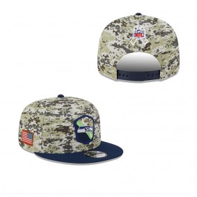 Men's Seattle Seahawks Camo College Navy 2023 Salute To Service 9FIFTY Snapback Hat
