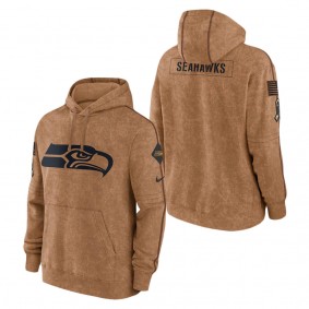 Men's Seattle Seahawks Brown 2023 Salute To Service Club Pullover Hoodie