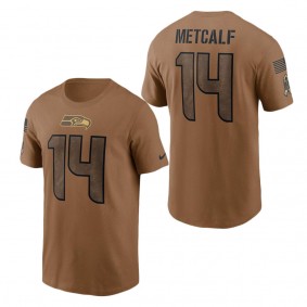 Men's Seattle Seahawks DK Metcalf Brown 2023 Salute To Service Name & Number T-Shirt