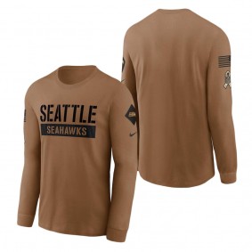 Men's Seattle Seahawks Brown 2023 Salute To Service Long Sleeve T-Shirt