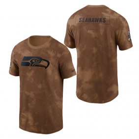 Men's Seattle Seahawks Brown 2023 Salute To Service Sideline T-Shirt