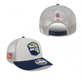 Men's Seattle Seahawks Stone College Navy 2023 Salute To Service Low Profile 9FIFTY Snapback Hat