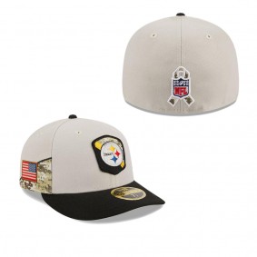 Men's Pittsburgh Steelers Stone Black 2023 Salute To Service Low Profile 59FIFTY Fitted Hat