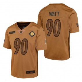 Youth Pittsburgh Steelers T.J. Watt Brown 2023 Salute To Service Limited Jersey