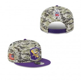 Men's Minnesota Vikings Camo Purple 2023 Salute To Service 9FIFTY Snapback Hat