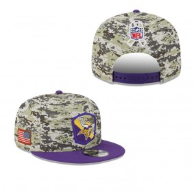 Youth Minnesota Vikings Camo Purple 2023 Salute To Service 9FIFTY Snapback Hat
