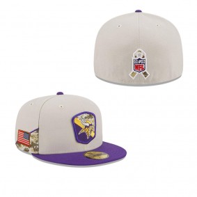 Men's Minnesota Vikings Stone Purple 2023 Salute To Service 59FIFTY Fitted Hat